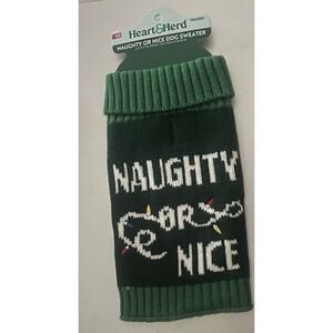 "NAUGHTY OR NICE" Puppy Pet Dog SZ XS Warm Sweater Heart & Herd Clothes Winter